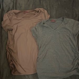 Two ragdoll medium maternity tops, blush pink and grey